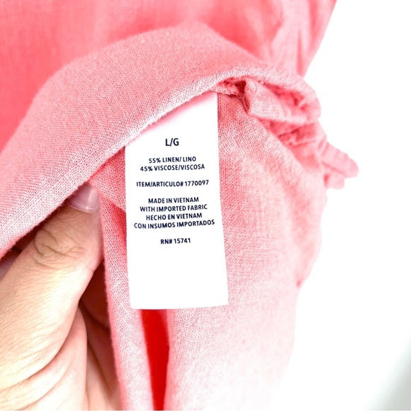 SPLENDID Boxy Lightweight Linen Blend V Neck Blouse Top - Picture 7 of 7